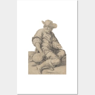 Seated Bearded Man Holding a Jug Posters and Art